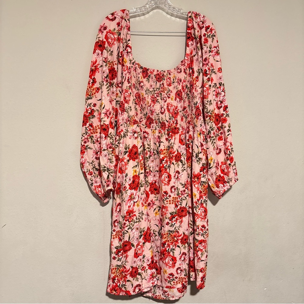 Old Navy Red and Pink Sundress with Bishop Sleeves - Picture 7 of 16